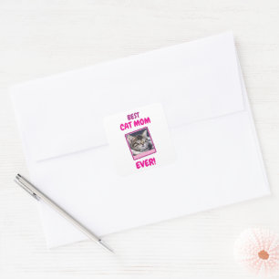 CUSTOM CAT MOM MUM EVER PET LOVE MOTHERS DAY DOG  SQUARE STICKER
