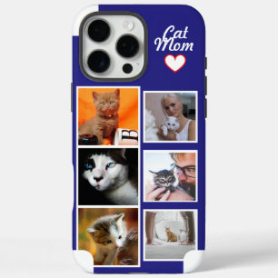 Custom Cat Mom Photo Collage Phone Case with Name