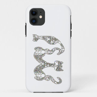 Custom Cat Monogram Font Metallic Pearl Abalone Case-Mate iPhone Case
