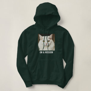Custom Cat Mum Deep Forest White Text Pet Photo Hoodie