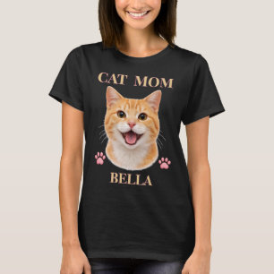 Custom Cat Name Gift for Her Personalized Portrait T-Shirt