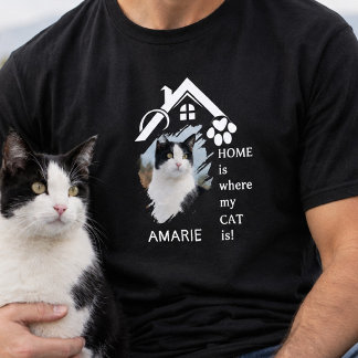 Custom Cat Pet Name Photo Home Add Quote T-Shirt