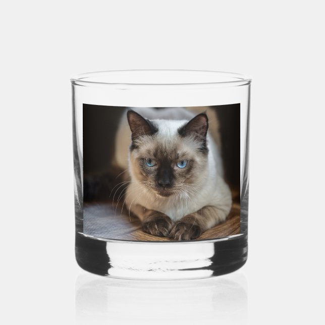 Custom Cat Pet Photo Whiskey Glass (Front)
