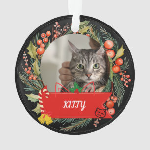 Custom cat photo cat name personalized cat photo ornament