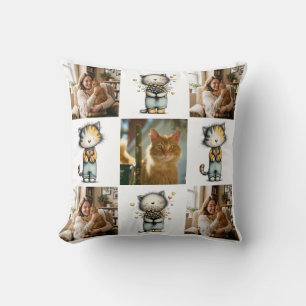 Custom Cat Photo Collage Cat Mum Birthday Gift  Cushion