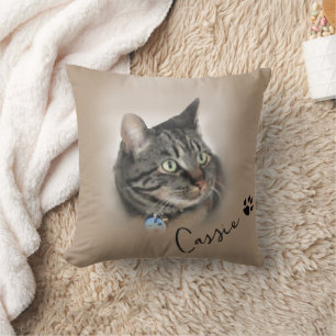 Custom Cat Photo Image personalized  Throw Pillow