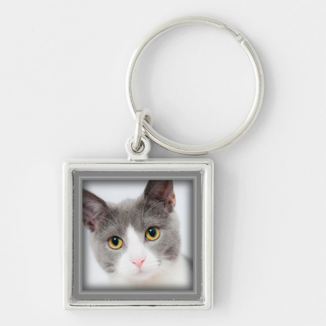 Custom Cat Photo Memorial Key Ring (Front)