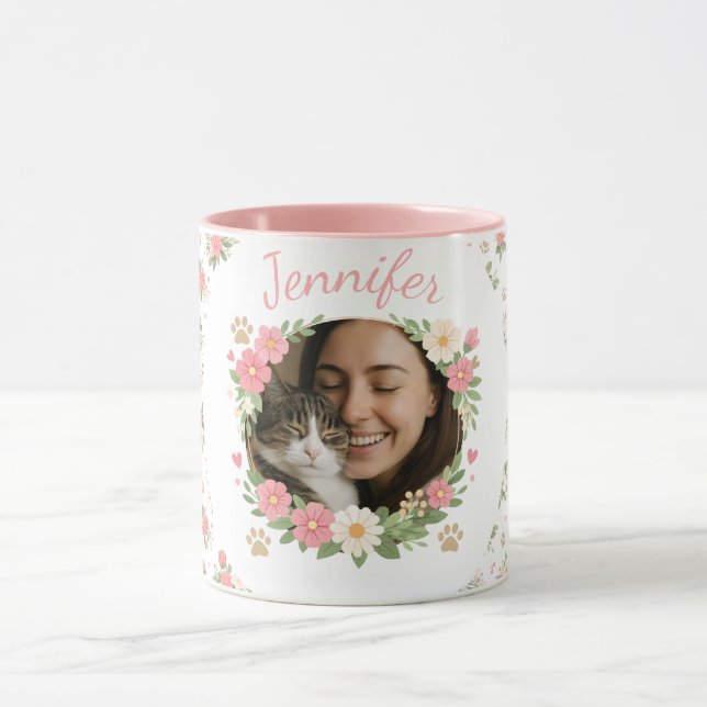 Custom Cat Photo & Name Mug | Cat Mom Gift  (Center)