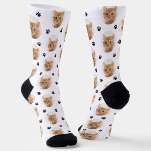 Custom Cat Photo Paw Print Socks