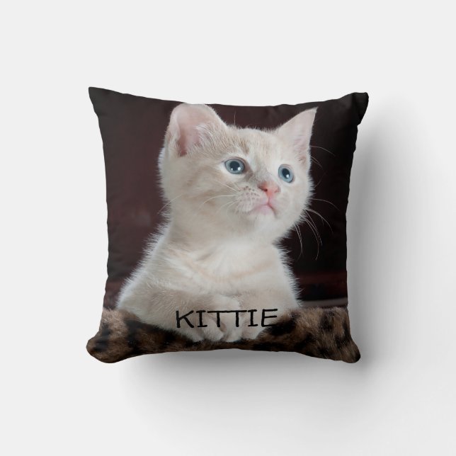 Custom cat photo personalised  throw pillow (Front)