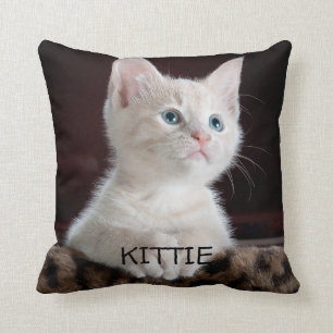 Custom cat photo personalised throw pillow