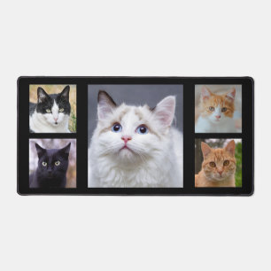 Custom Cat Photos on Black Desk Mat