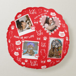 Custom Cat Pillow with Face Photos & Cat Name
