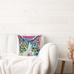 Custom Cat Portrait Painting - Gift for Cat Lover Cushion