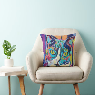 Custom Cat Portrait Painting - Gift for Cat Lovers Cushion