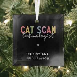 Custom CAT Scan Technologist CT Tech Gifts Glass Tree Decoration