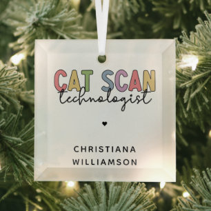 Custom CAT Scan Technologist CT Tech Gifts Glass Tree Decoration