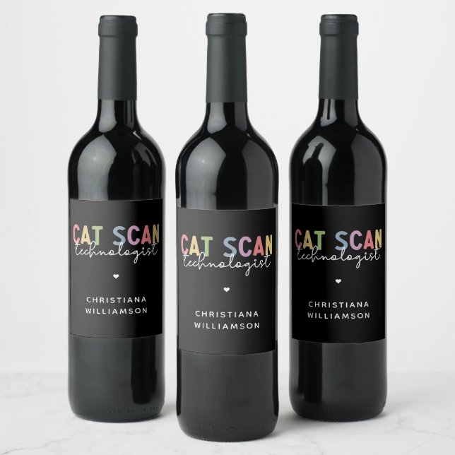 Custom CAT Scan Technologist CT Tech Gifts Wine Label (Bottles)