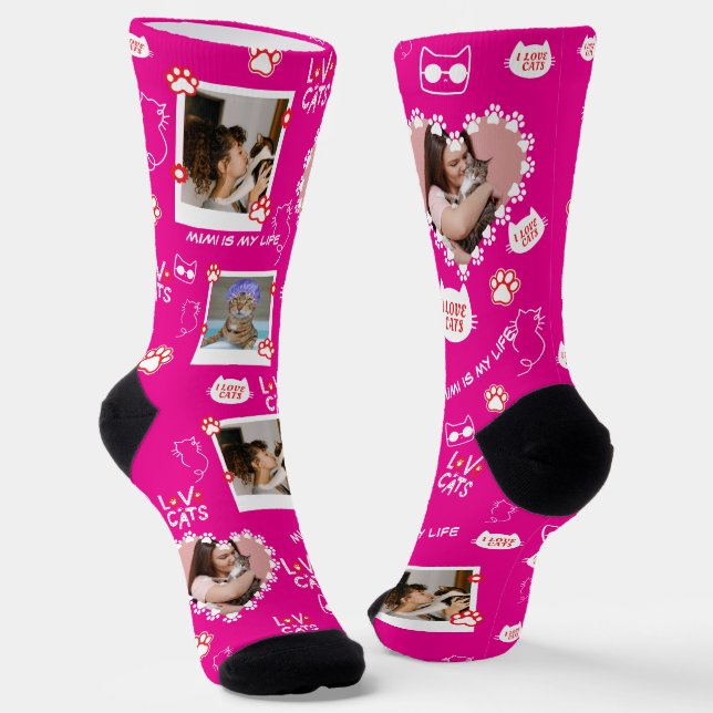 Custom Cat Socks with Photo – Personalised Pet  (Angled)