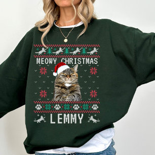 Custom Cat Ugly Christmas Sweatshirt with Photo