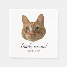Custom Cat Wedding Cocktail Napkins Drinks on Me