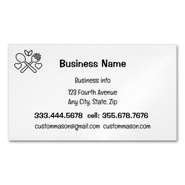 Custom Catering Cooking Baking Food Service Magnetic Business Card (Front)