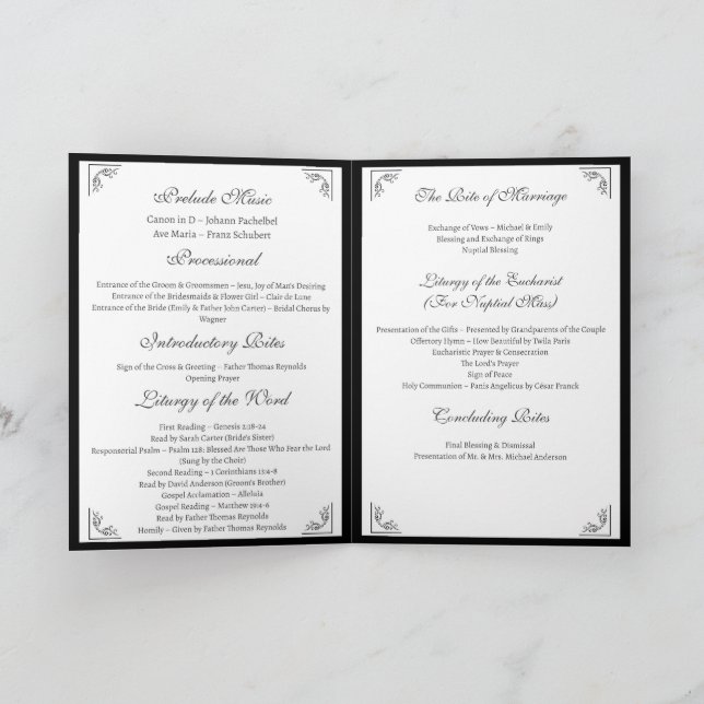 Custom Catholic Church Wedding Program Programme (Inside)