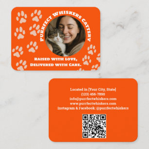 Custom Cattery Business Card – Orange 