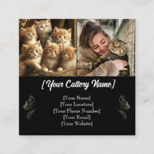 Custom Cattery Business Card with Photos & QR Code