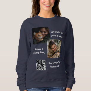 Custom Cattery Sweatshirt Add Your Photo & QR Code
