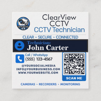 Custom CCTV Service & Camera System Square Business Card