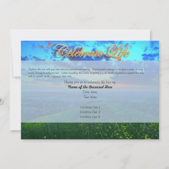 Custom Celebration of Life Invitations (Front)