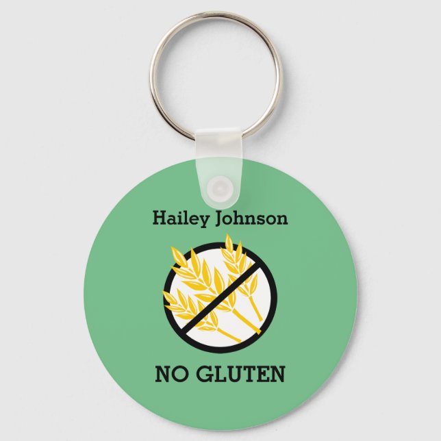 Custom Celiac or Wheat Allergy Personalised Kids Key Ring (Front)