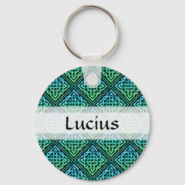 Custom Celtic Knot - Blue Green Keychain (Front)