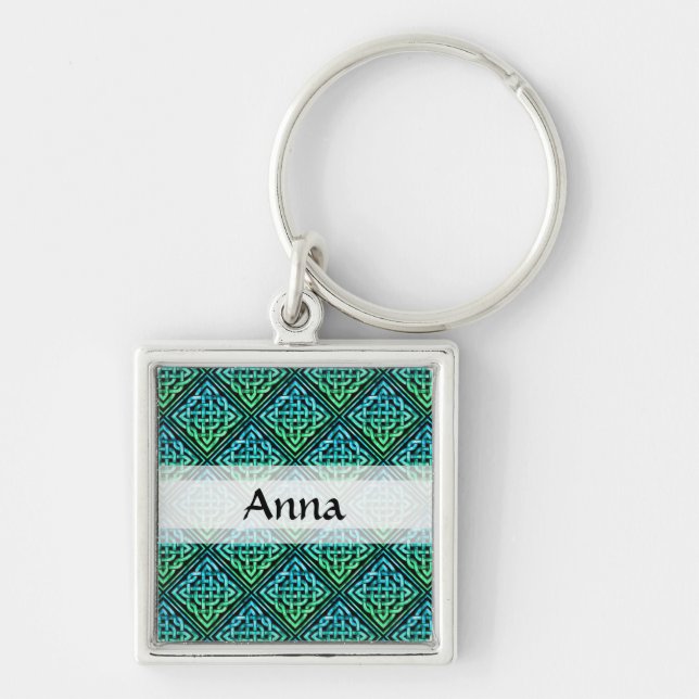 Custom Celtic Knot - Diamond Blue Green Keychain (Front)