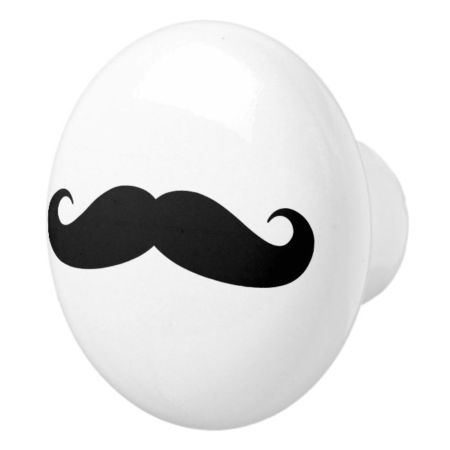 Custom cermaic know with black moustache design ceramic knob (Right)