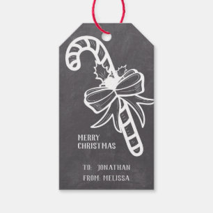Custom Chalkboard Christmas Candy Cane Gift Tag