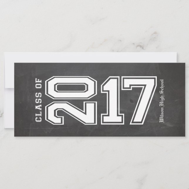 Custom Chalkboard Class of 2017 Graduation Invitation (Front)