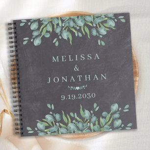 Custom Chalkboard Greenery Wedding Guestbook Notebook