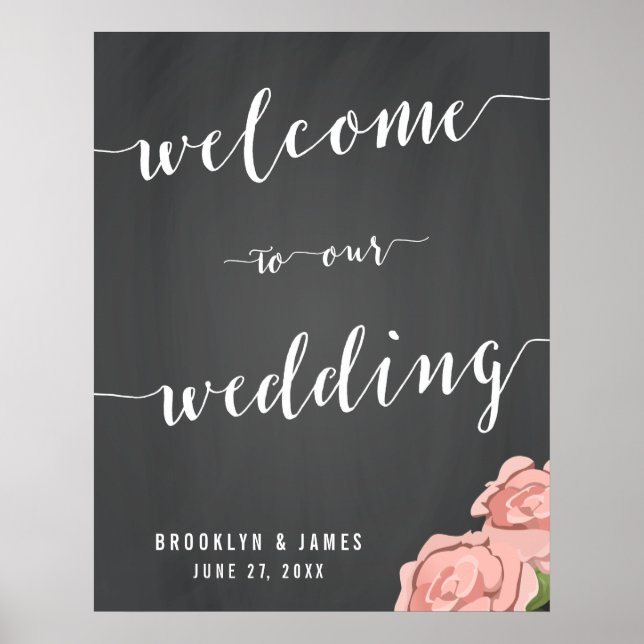 Custom Chalkboard Wedding Reception Sign 22x28 (Front)