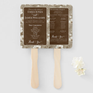 Custom Champagne Anemones Floral Mountain Wedding Hand Fan