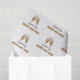 Custom Champagne Glasses Happy New Year Glass Tissue Paper