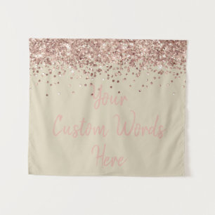 Custom Champagne & Rose Gold Birthday Party Photo Tapestry