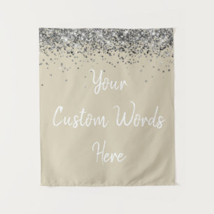 Custom Champagne & Silver Personalized Photo Booth Tapestry