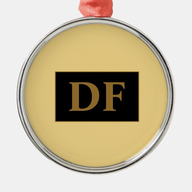 Custom Champagne With Gold Initials Metal Tree Decoration (Front)