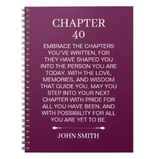 Custom Chapter 40 Birthday notebook Elegant 40th