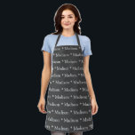 Custom charcoal grey name text modern pattern apron<br><div class="desc">Custom charcoal grey white name text modern pattern Apron.
you can change the name or text.

Great for cooks,  chefs,  pottery,  ceramics,  crafts,  work,  kitchen,  baking,  bbq,  grill,  and also businesses and stores,  etc</div>