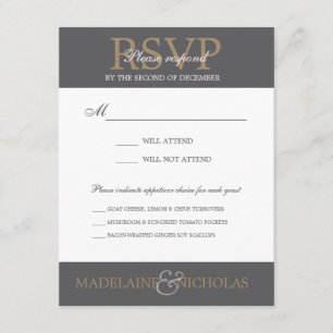 Custom charcoal modern wedding RSVP Card