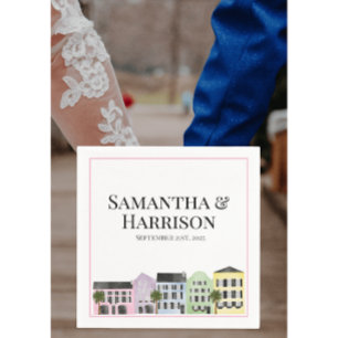 Custom Charleston Rainbow Row Wedding Napkin