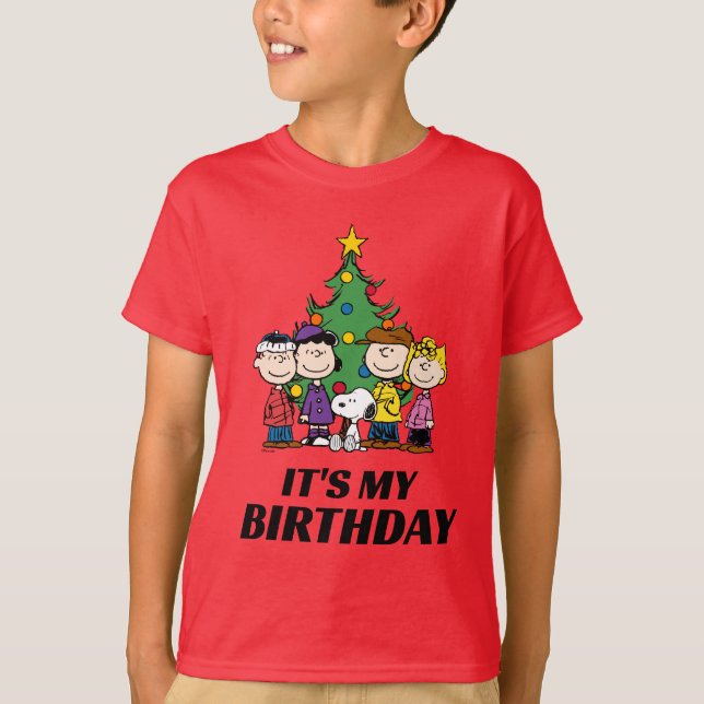 Custom Charlie Brown and Friends Winter Birthday T-Shirt (Front)